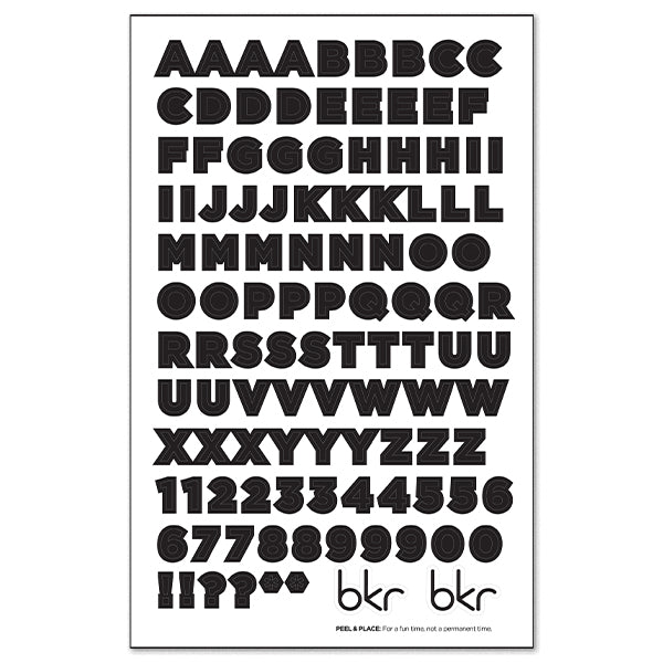 bkr ALPHABET STICKER SHEET